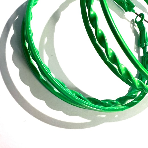 Green Hoop Earrings - Picture 8 of 8